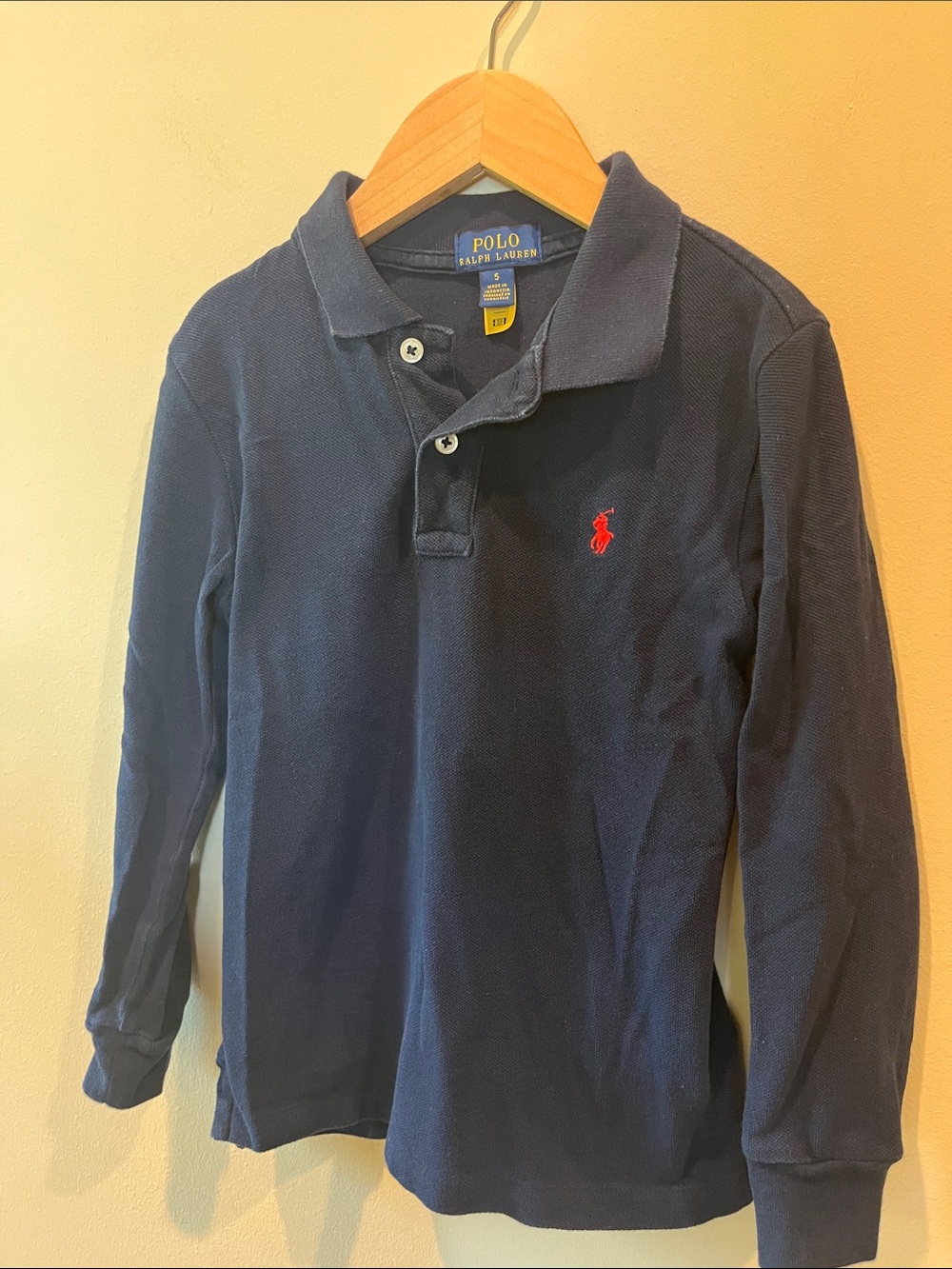 Polo by Ralph Lauren Navy Long-Sleeve Polo with Red Pony